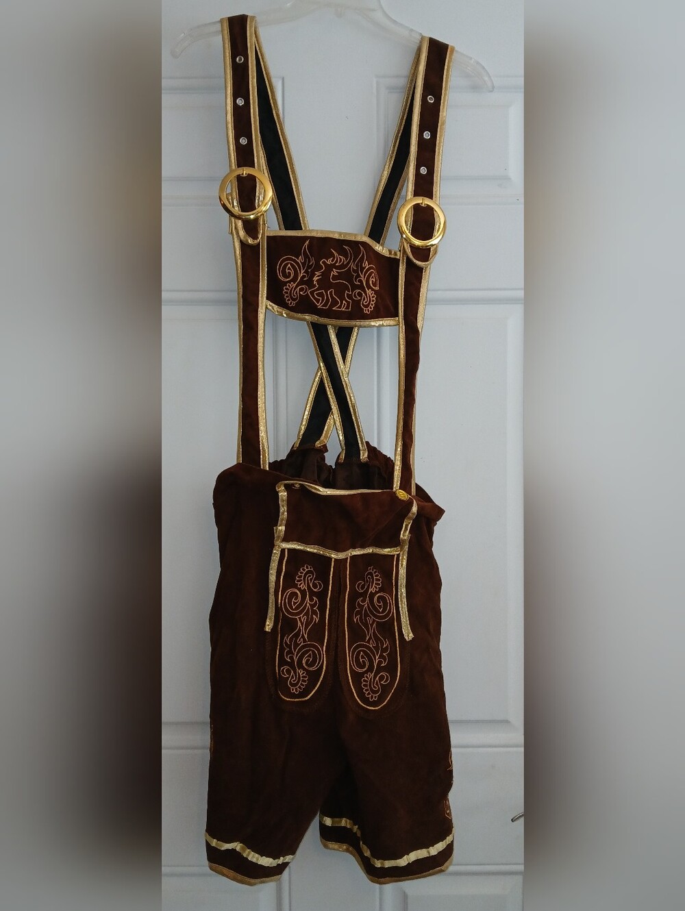 Lederhosen Men’s M Bavarian Faux Leather Shorts~Suspenders Oktoberfest Overalls
